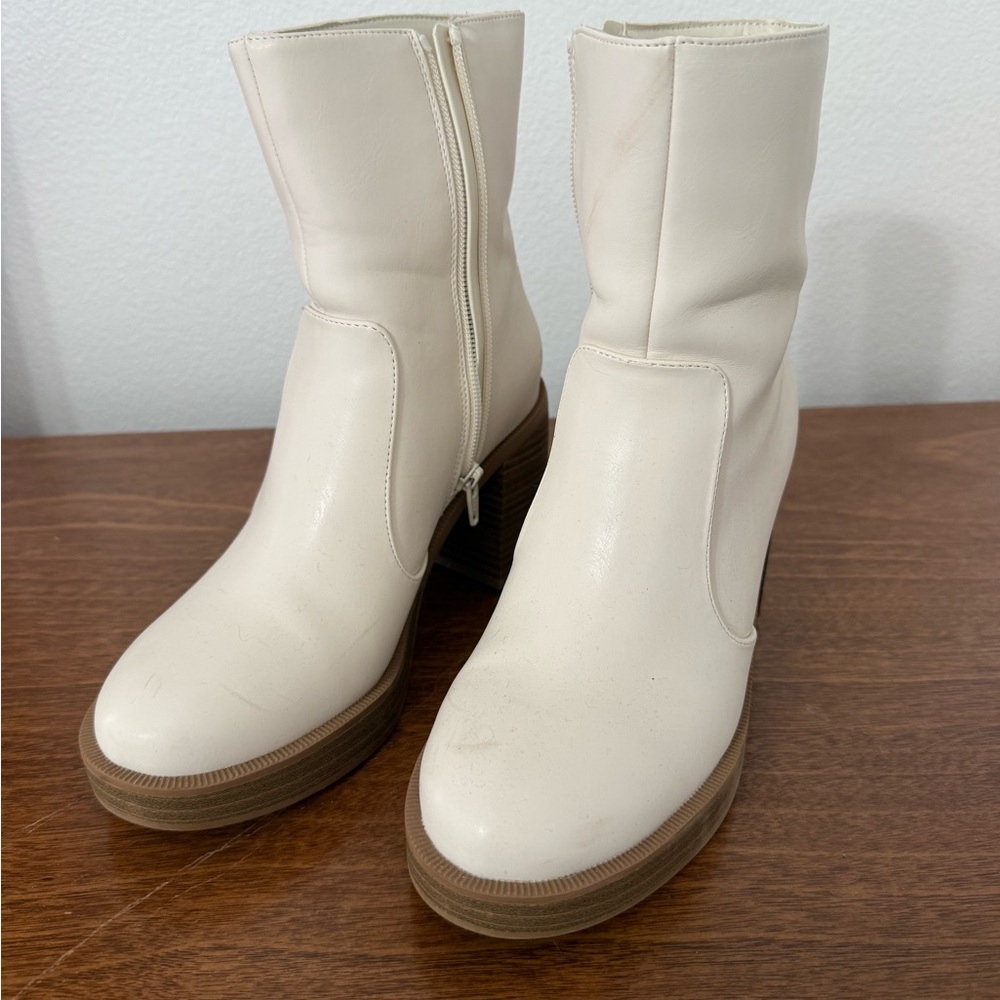 Women's Cream Ankle Boots
